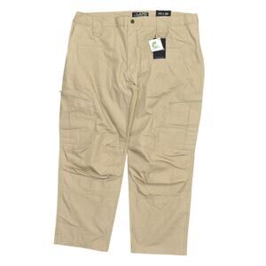 New LAPG Beige Khaki Atlas Straight Pants 42x30 Men's Polyester Zip Solid Teflon